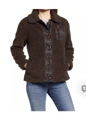 Pendleton Womens Brown Sherpa Jacket with Patterned Lining